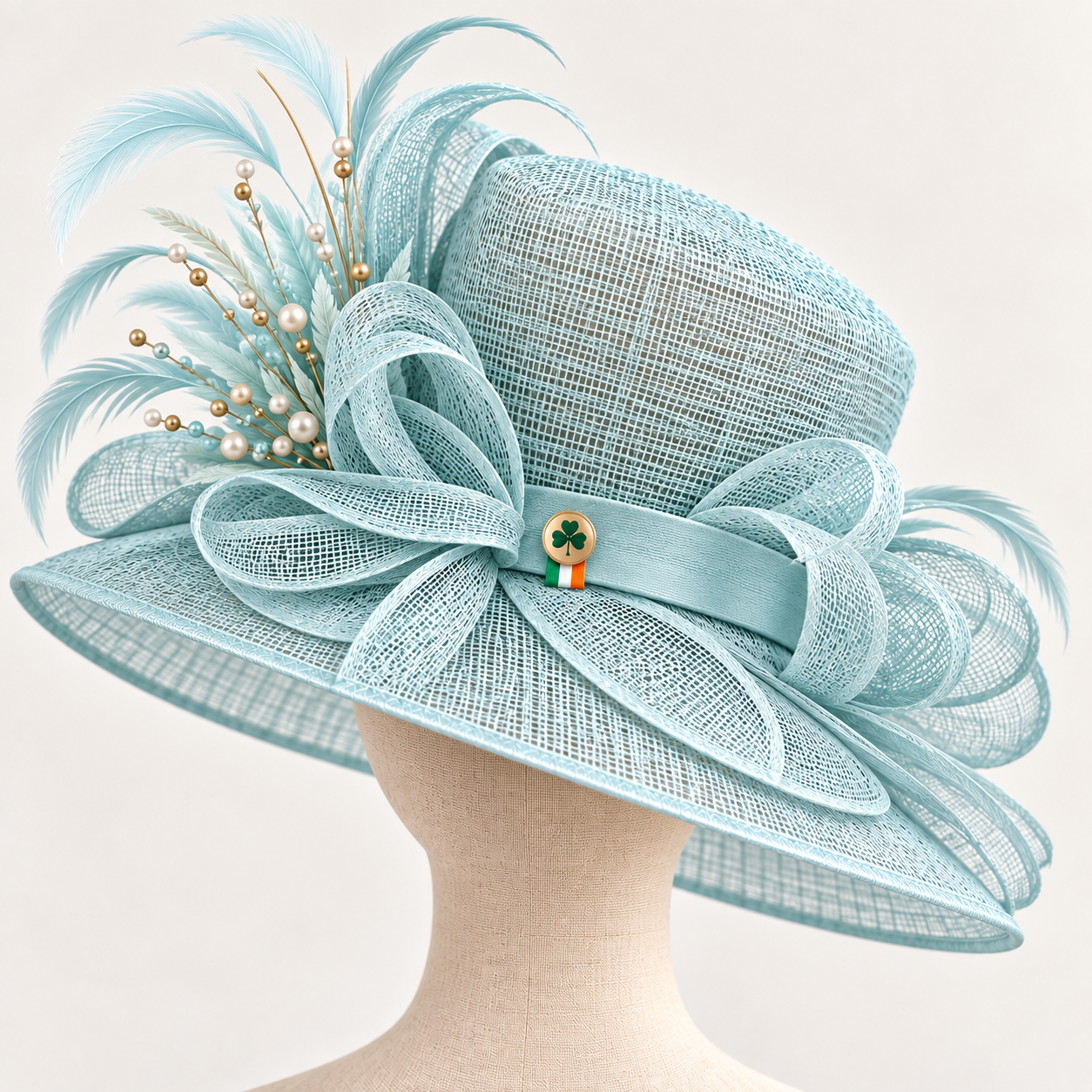 Powder Blue Floral Occasion Hat — Colour image 2