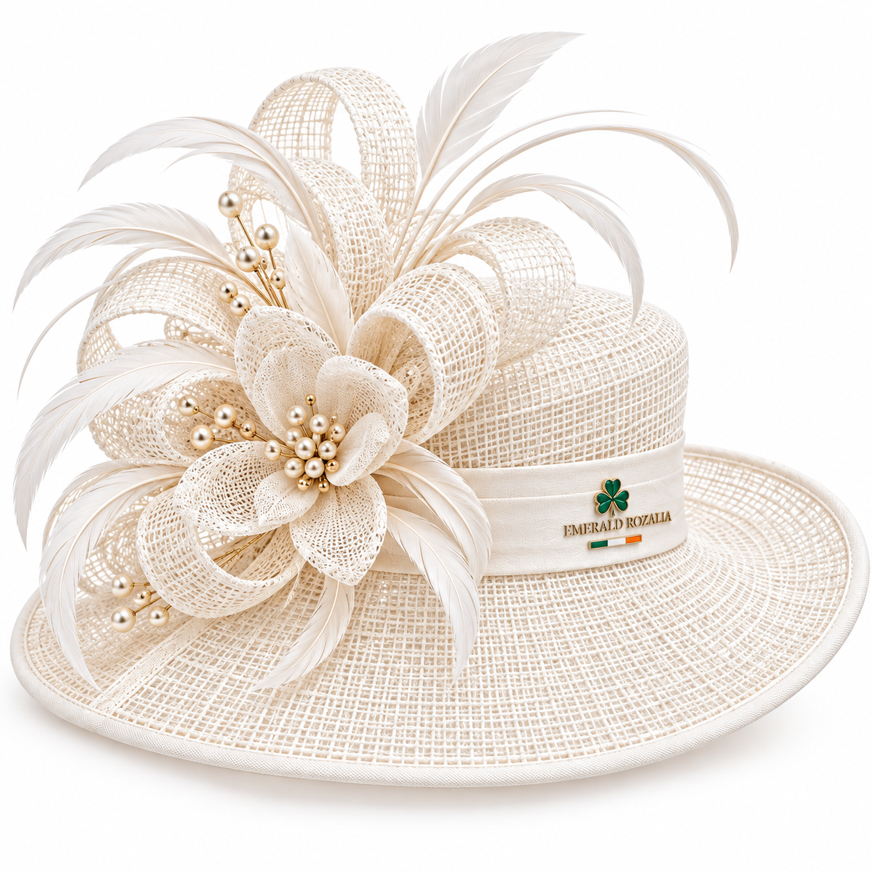 Ivory Sinamay Shamrock Occasion Hat view 1