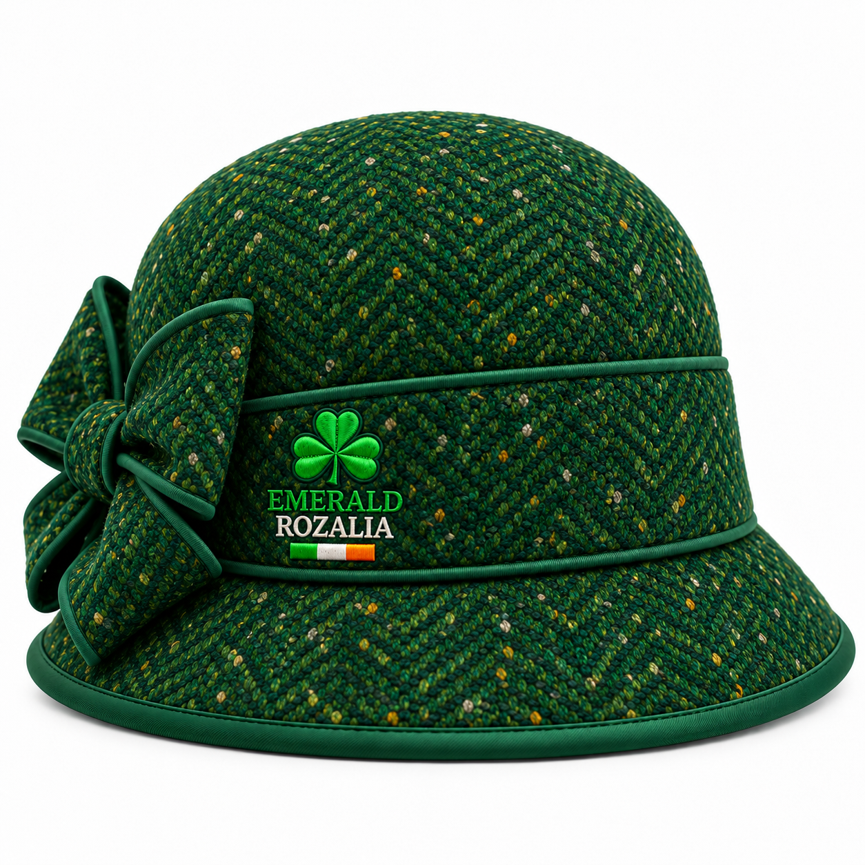 Emerald Statement Bow Cloche Hat — Colour image 3