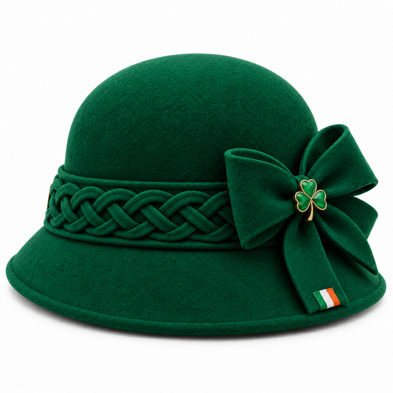 Emerald Braided Bow Cloche Hat — Colour image 6