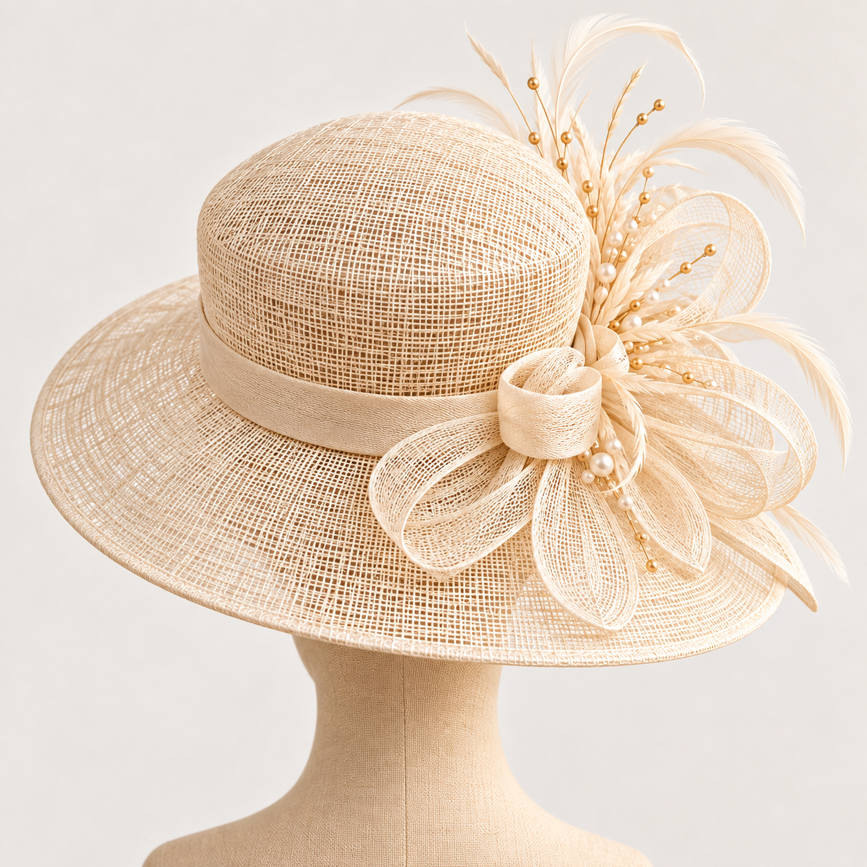 Ivory Feather Occasion Hat — Colour image 2