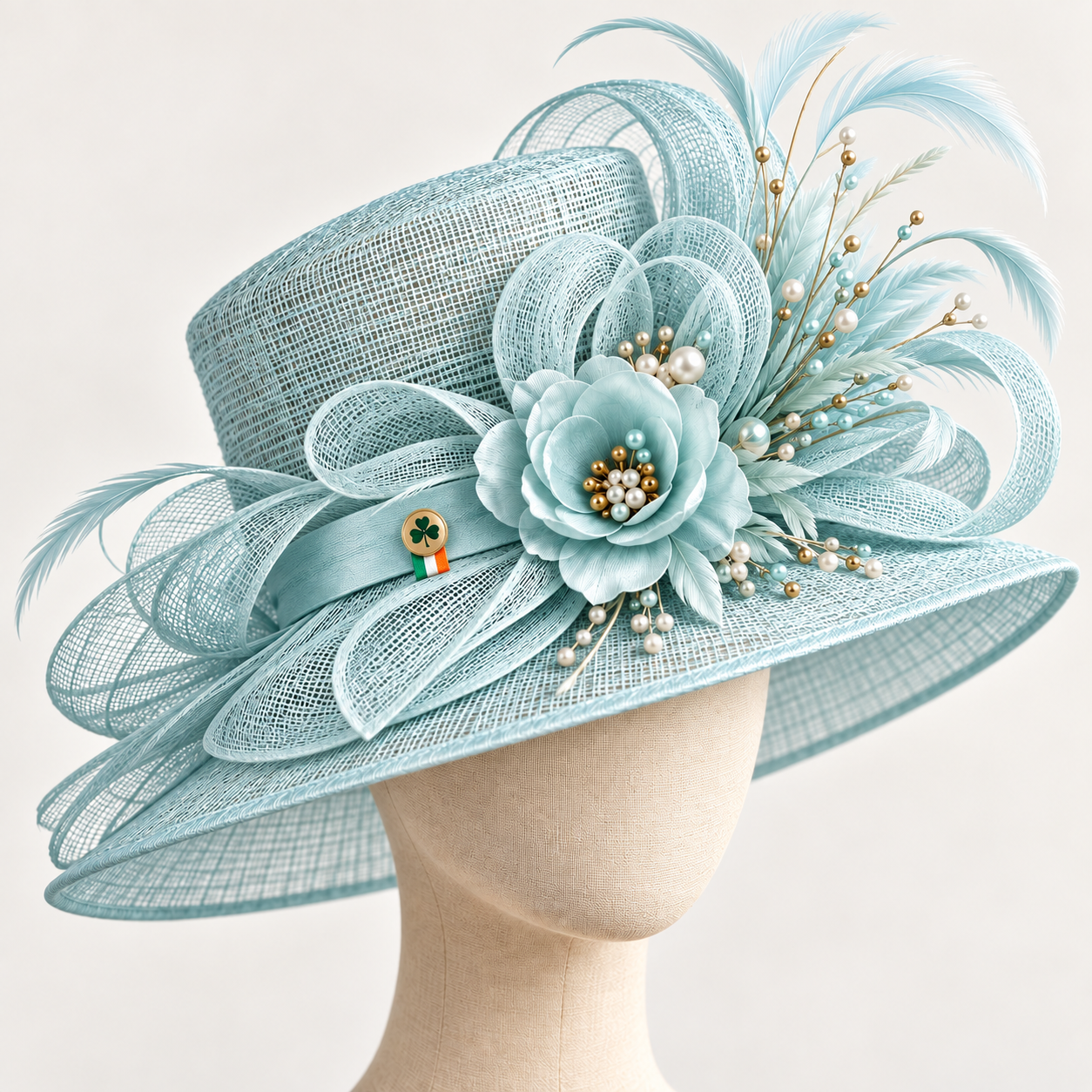 Powder Blue Floral Occasion Hat view 1