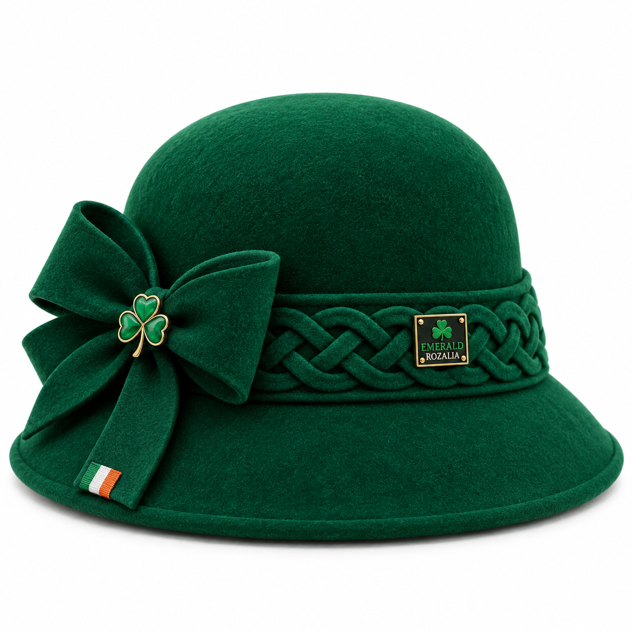 Emerald Braided Bow Cloche Hat view 1