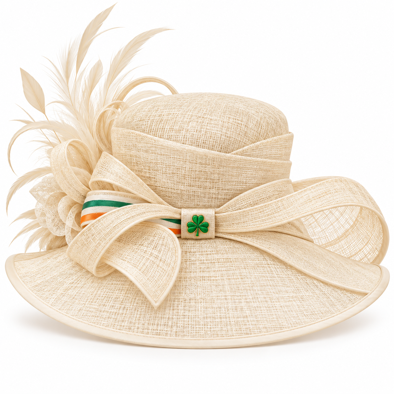 Ivory Tricolour Floral Occasion Hat — Colour image 4