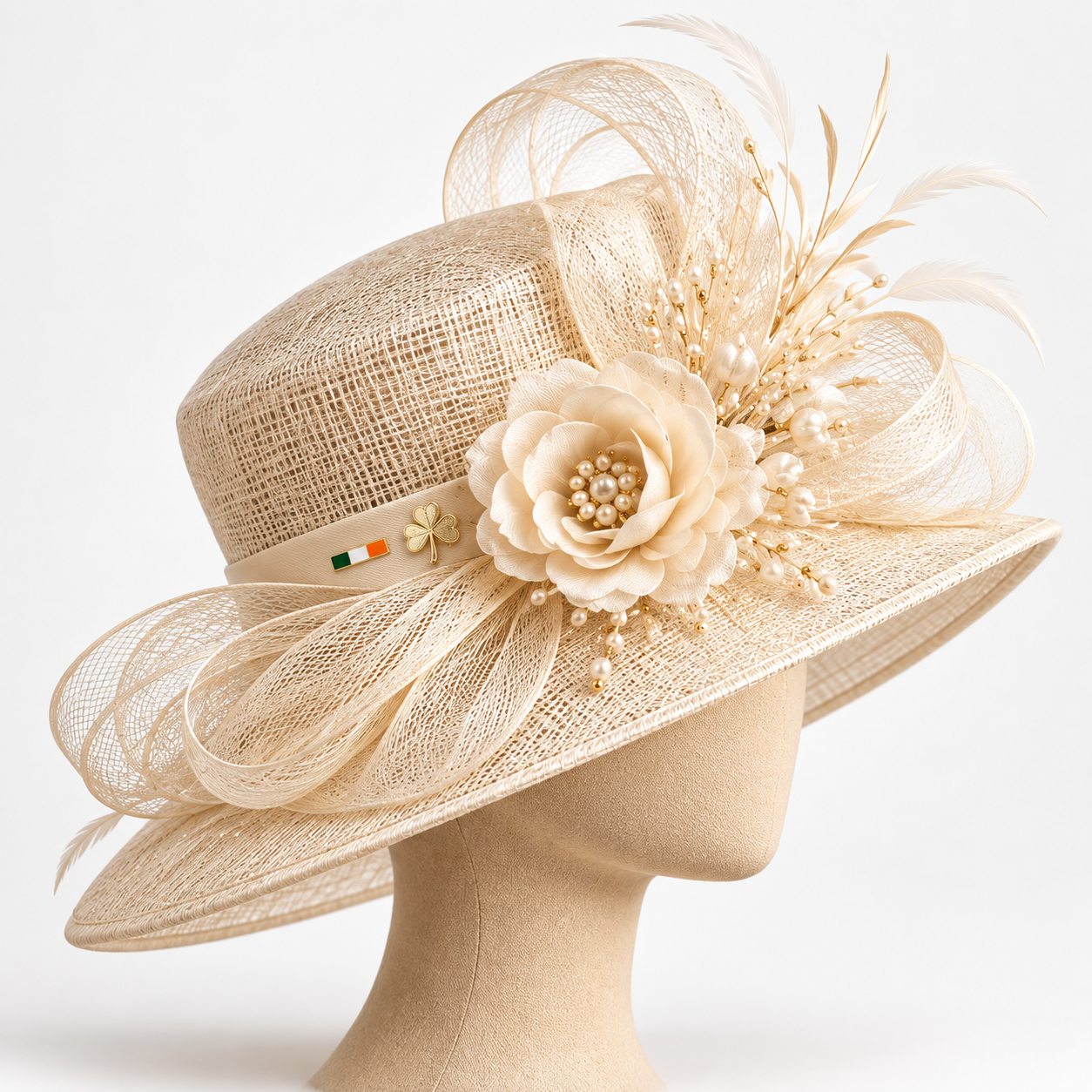 Ivory Floral Occasion Hat — Colour image 3