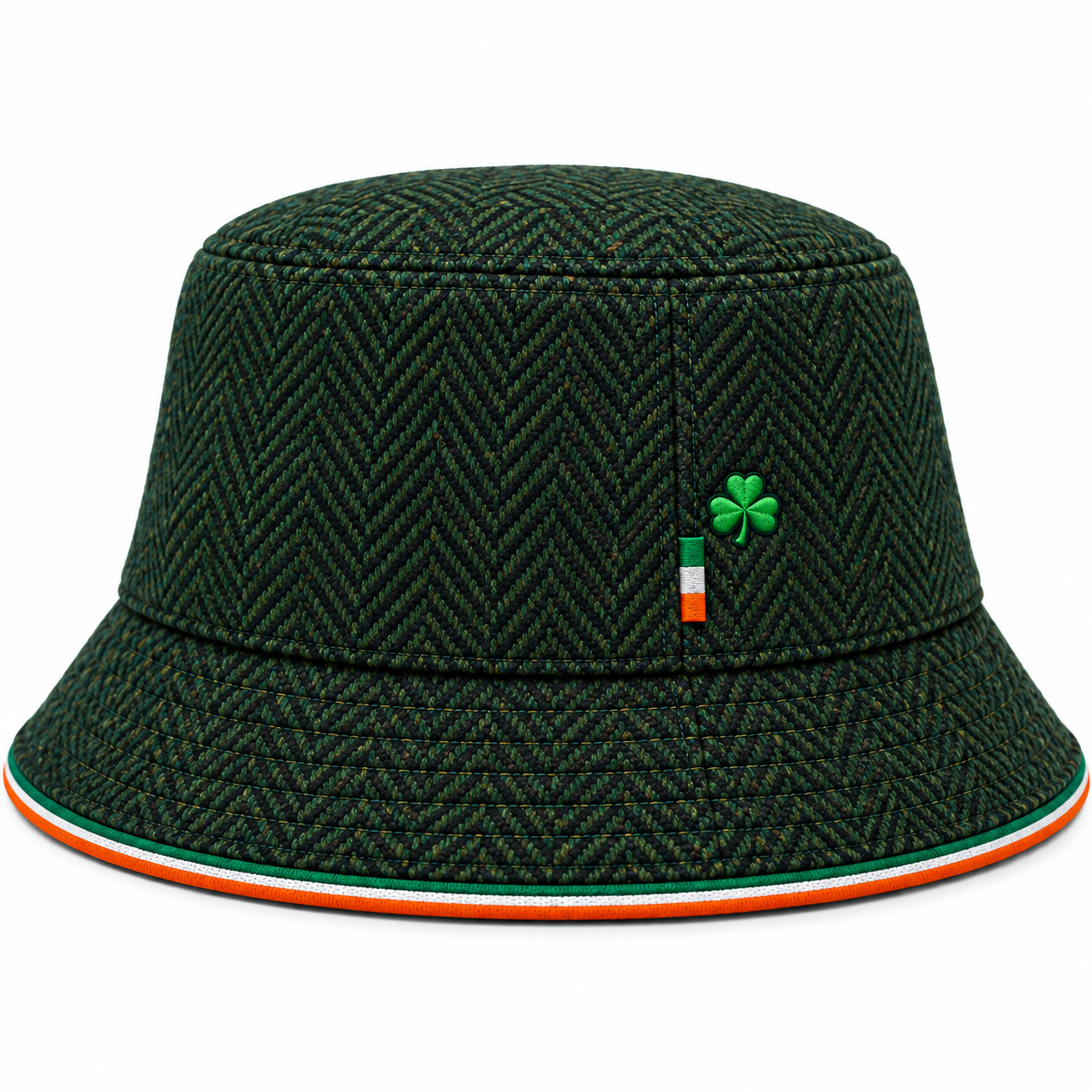 Emerald Herringbone Bucket Hat — Colour image 4