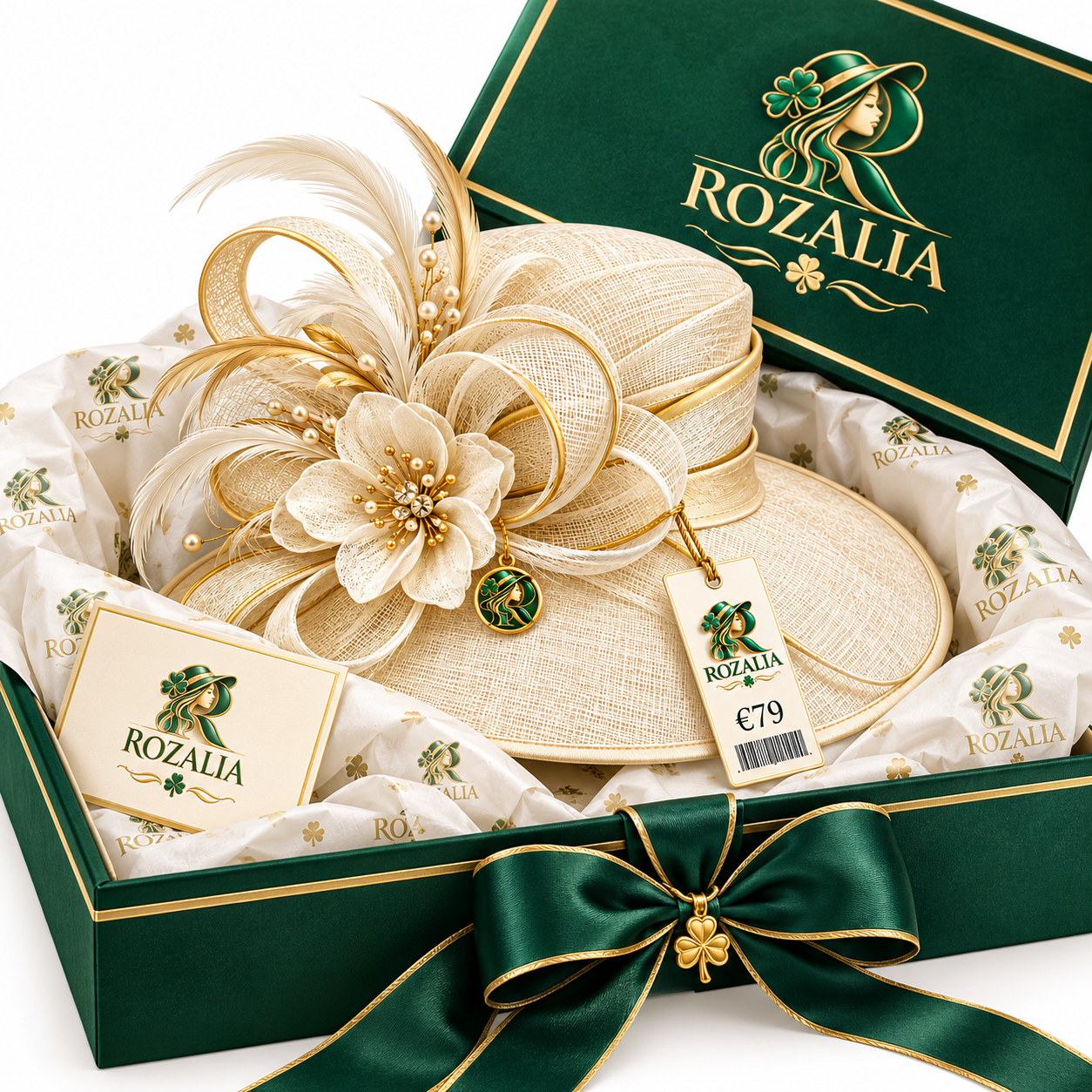 Ivory Gold Floral Occasion Hat — Colour image 6