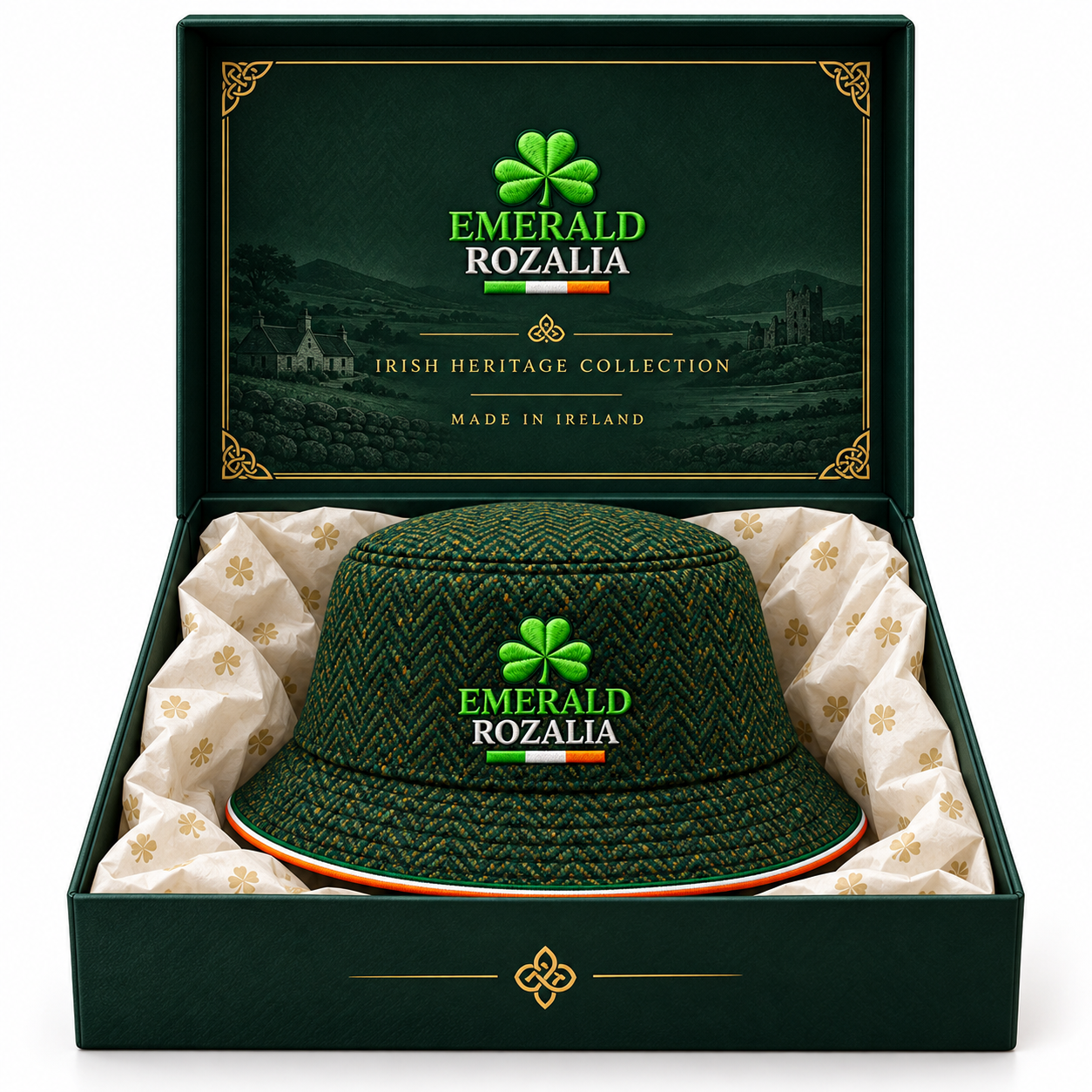 Emerald Herringbone Shamrock Bucket Hat — Colour image 6