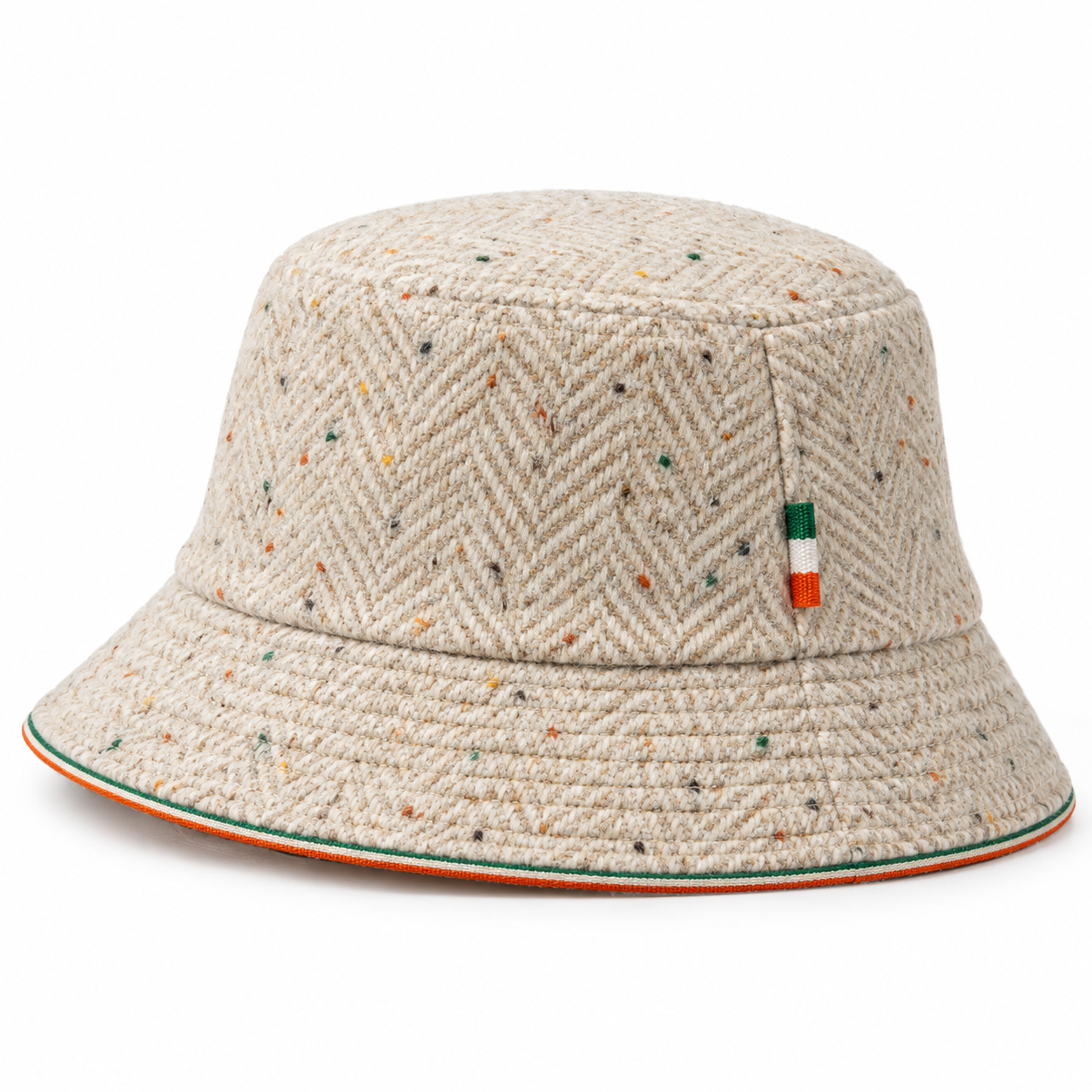 Cream Herringbone Heritage Bucket Hat — Colour image 3