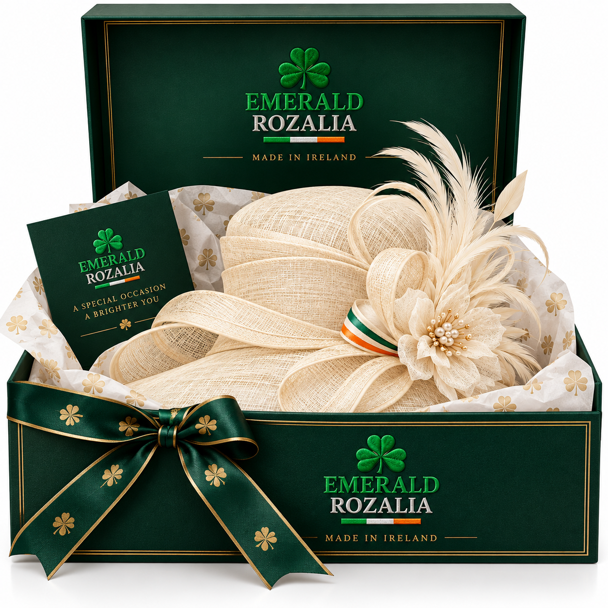 Ivory Tricolour Floral Occasion Hat — Colour image 5