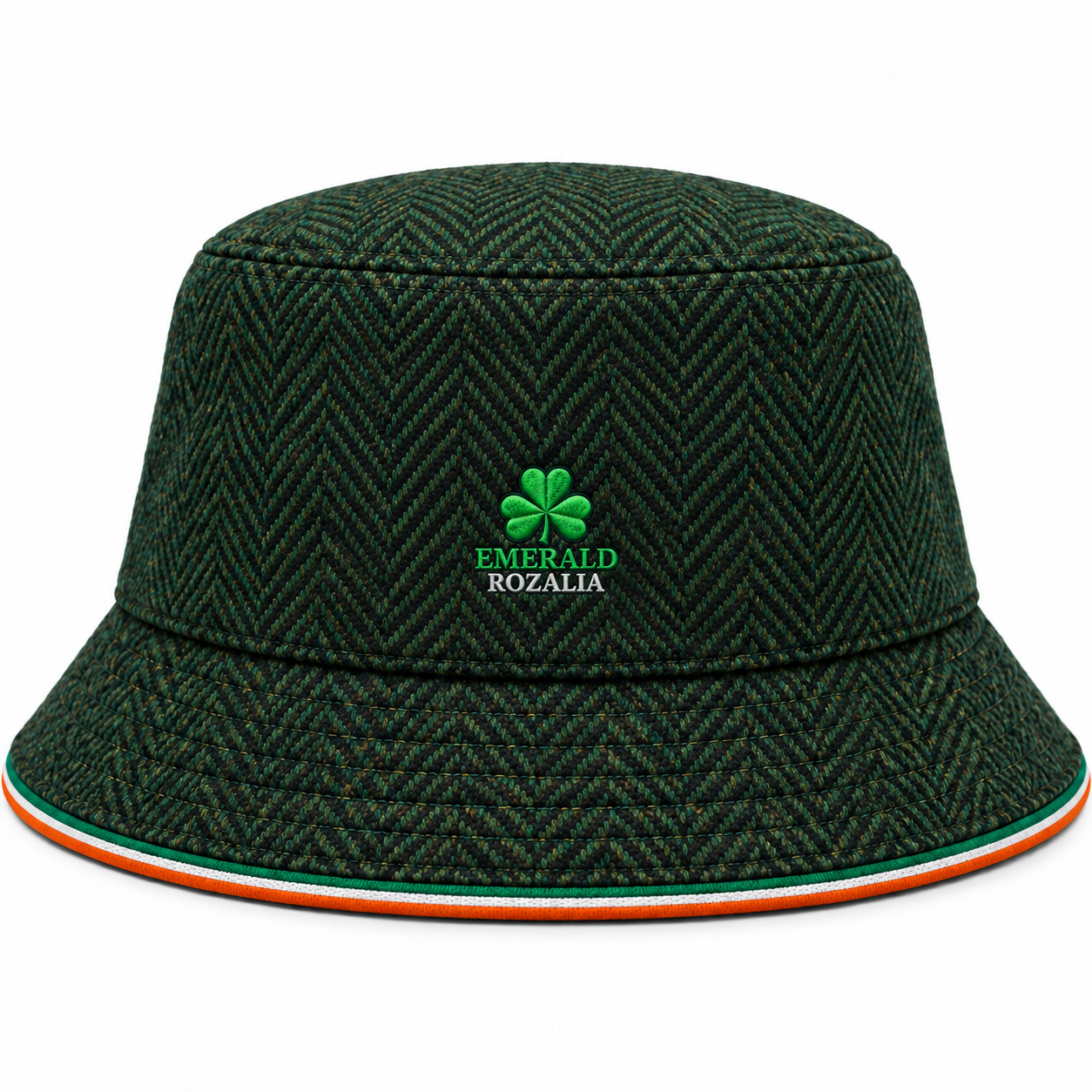 Emerald Herringbone Bucket Hat — Colour image 2