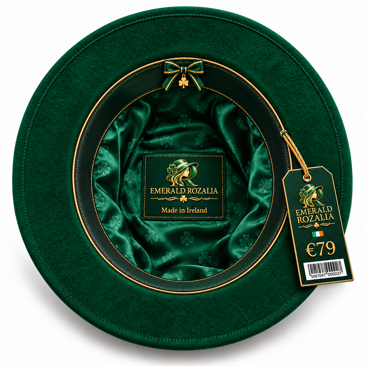 Emerald Velvet Fedora Hat — Colour image 5