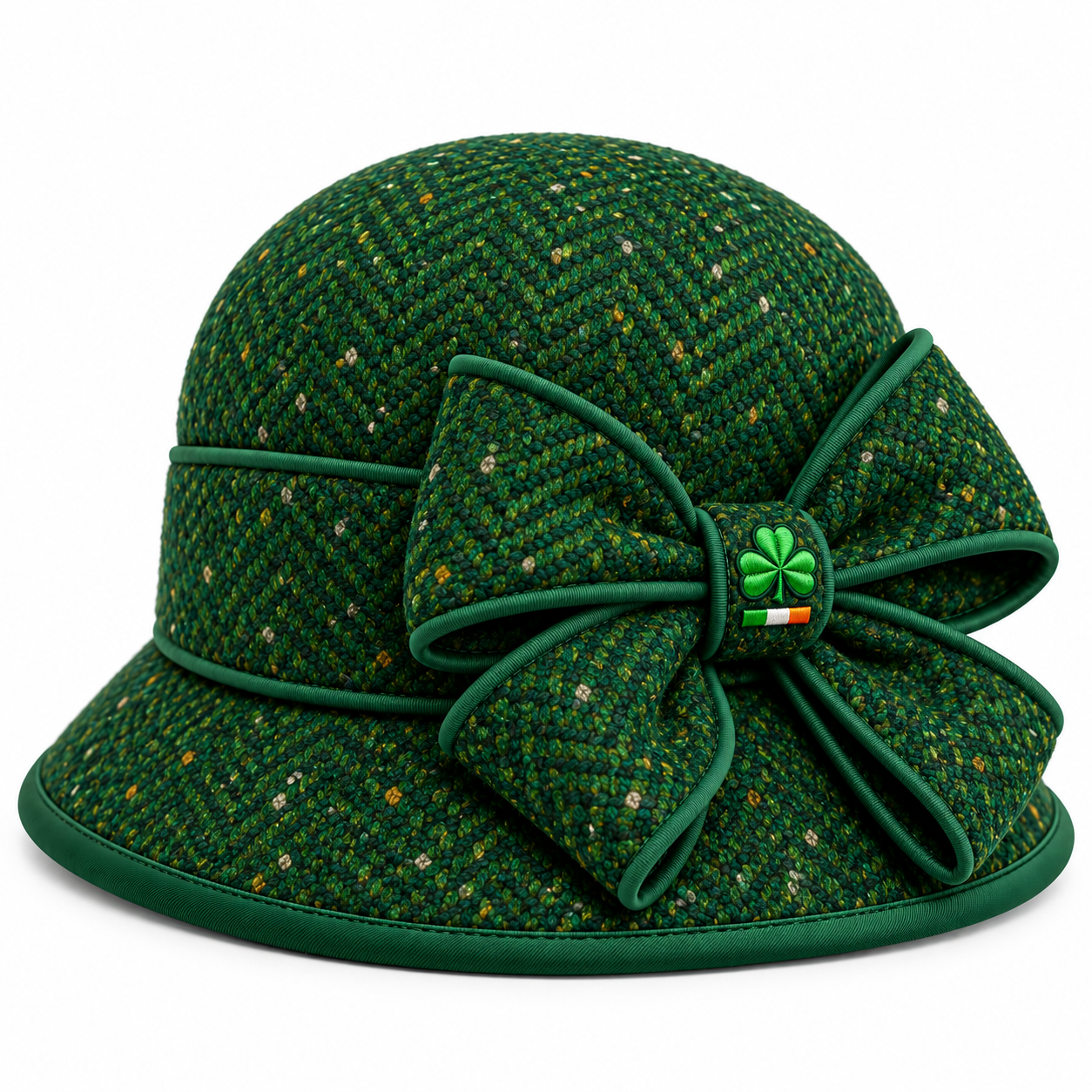 Emerald Statement Bow Cloche Hat — Colour image 2