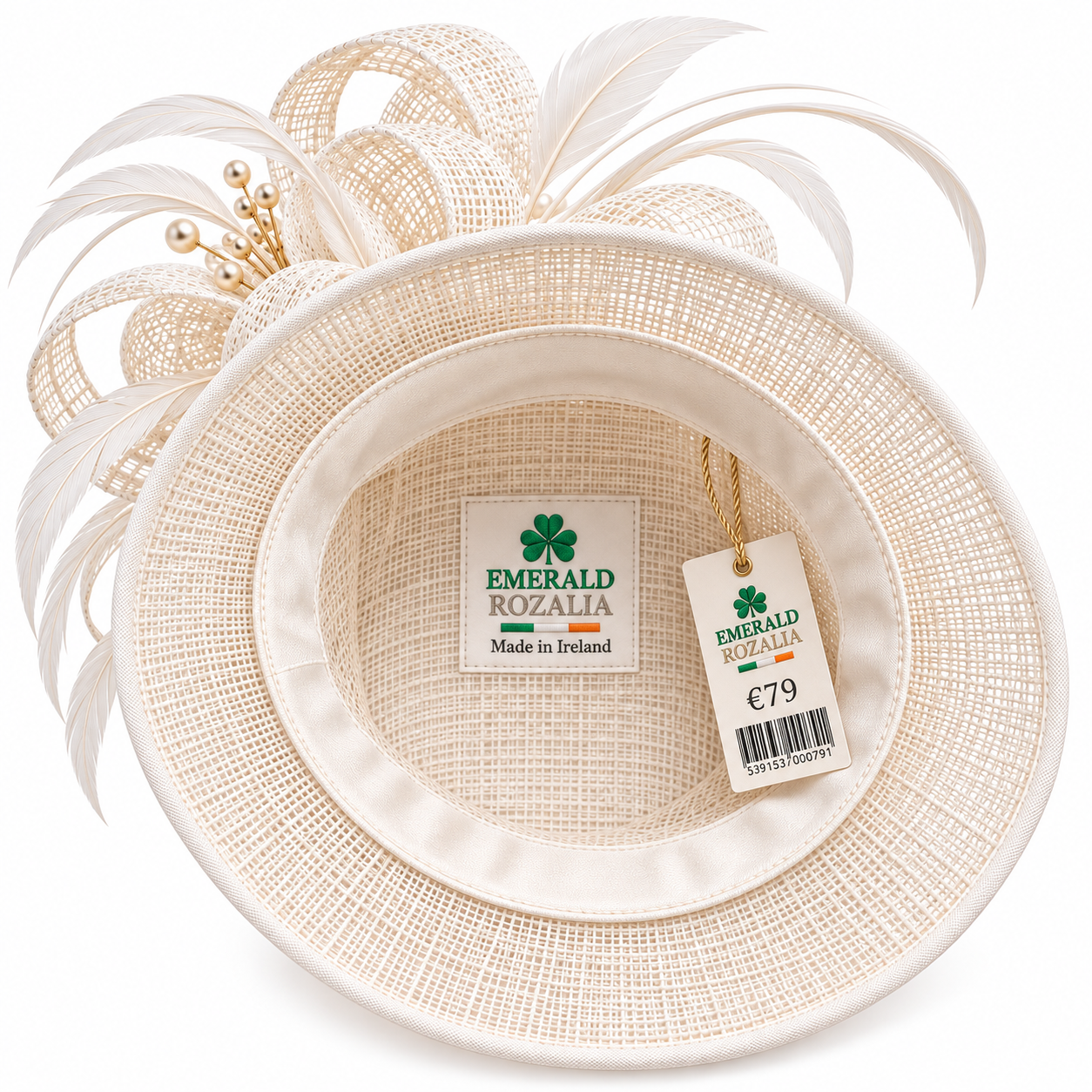 Ivory Sinamay Shamrock Occasion Hat — Colour image 5