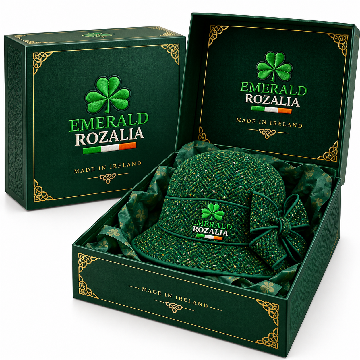 Emerald Statement Bow Cloche Hat — Colour image 6