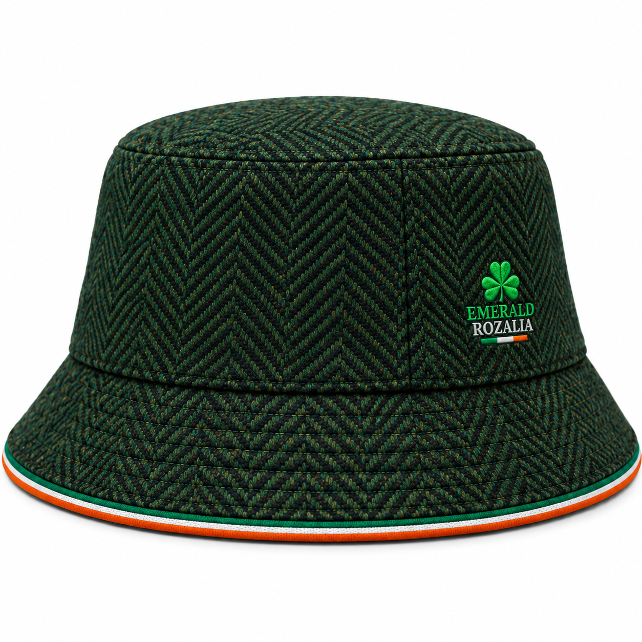 Emerald Herringbone Bucket Hat — Colour image 3