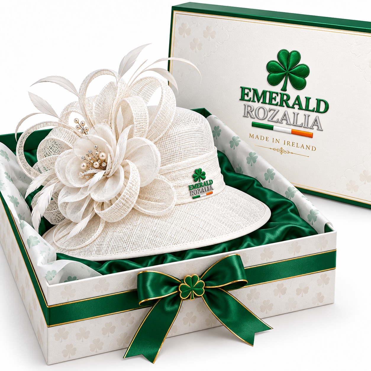 White Floral Occasion Hat — Colour image 6