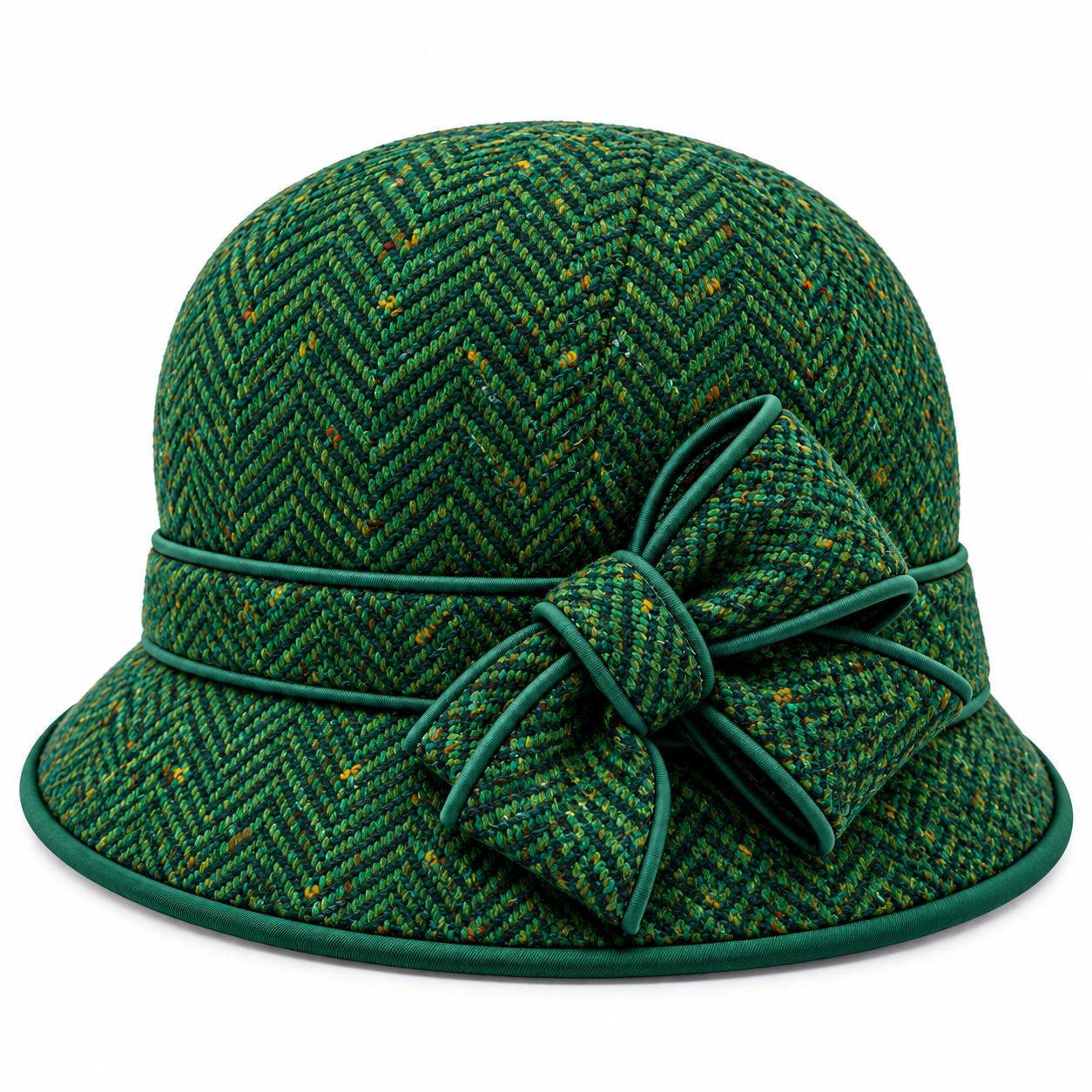 Emerald Side Bow Cloche Hat — Colour image 4