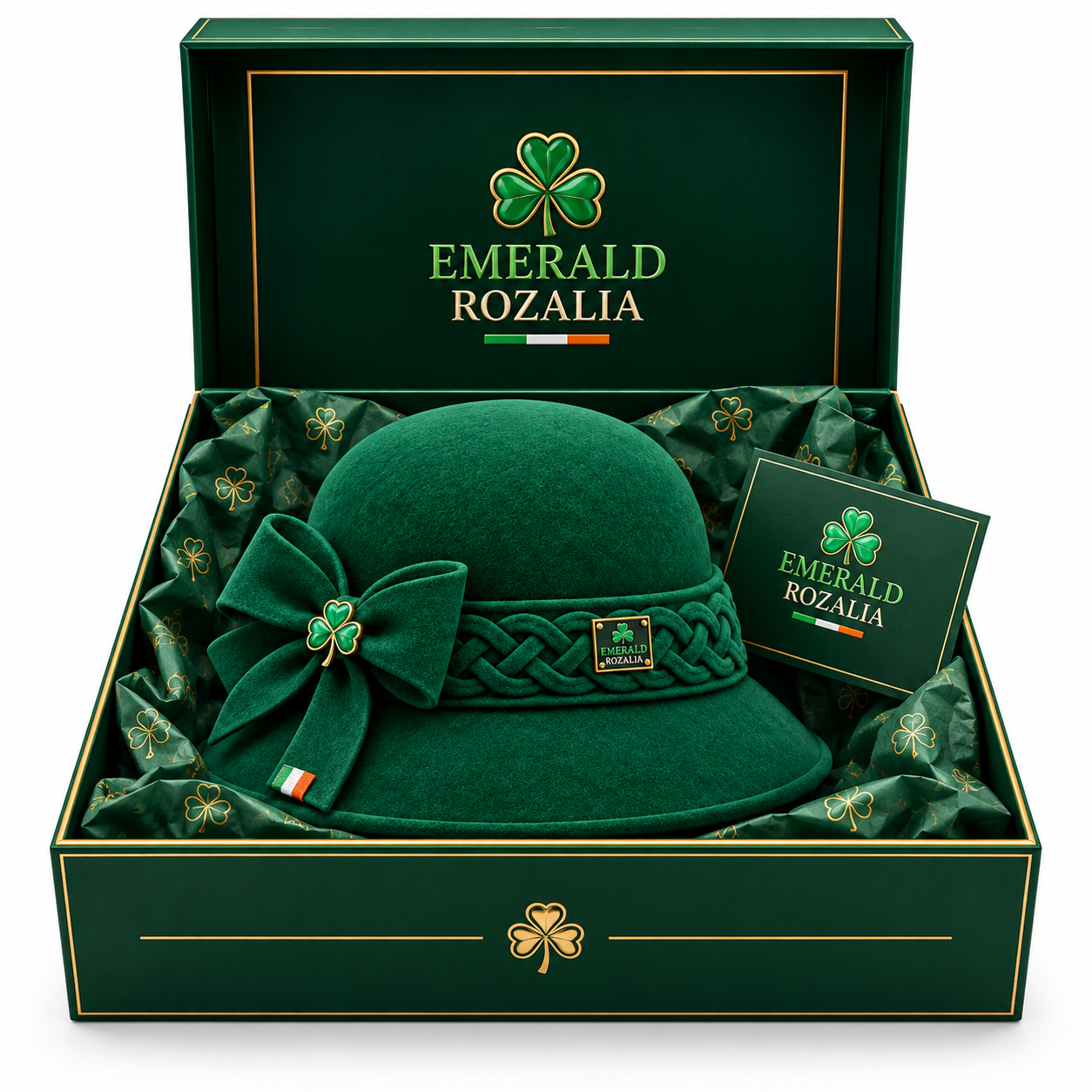 Emerald Braided Bow Cloche Hat — Colour image 5