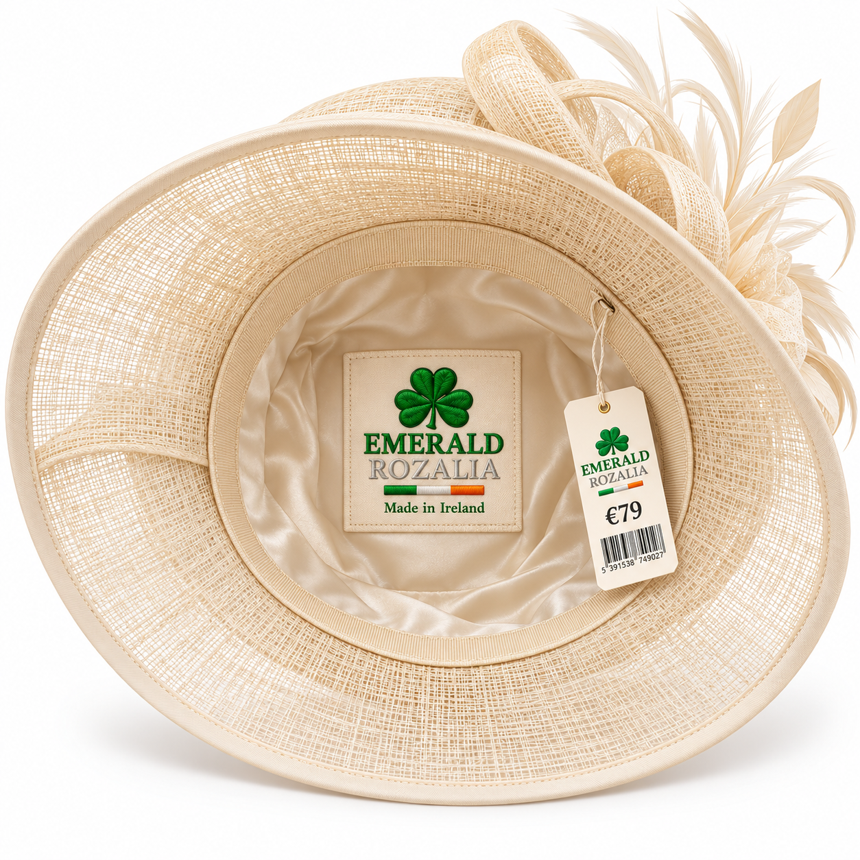 Ivory Tricolour Floral Occasion Hat — Colour image 2