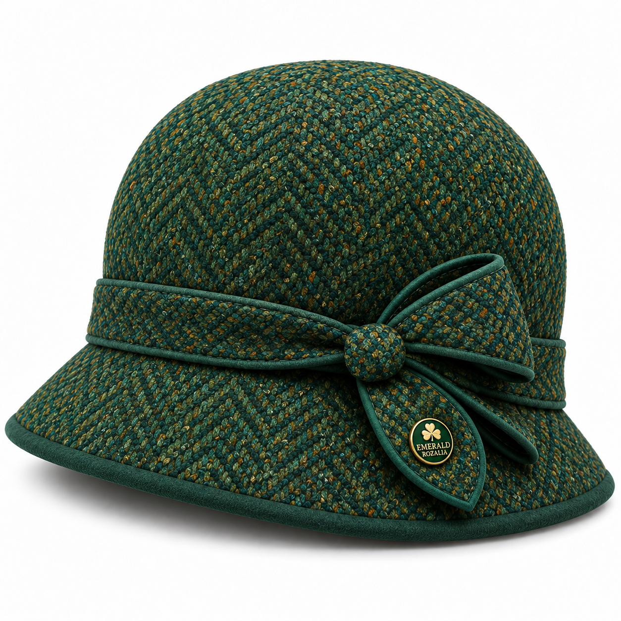 Emerald Bow Cloche Hat — Colour image 2