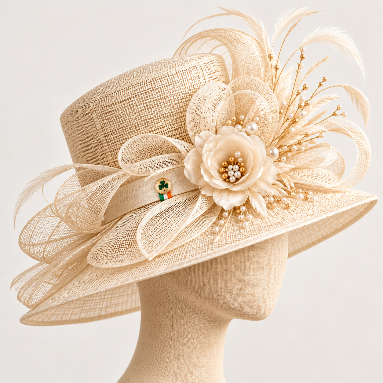Ivory Feather Occasion Hat — Colour image 3