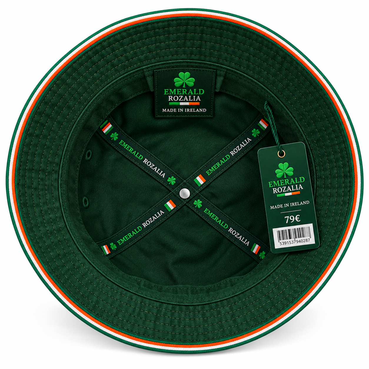 premium  Green Emerald Heritage Bucket Hat — Colour image 4