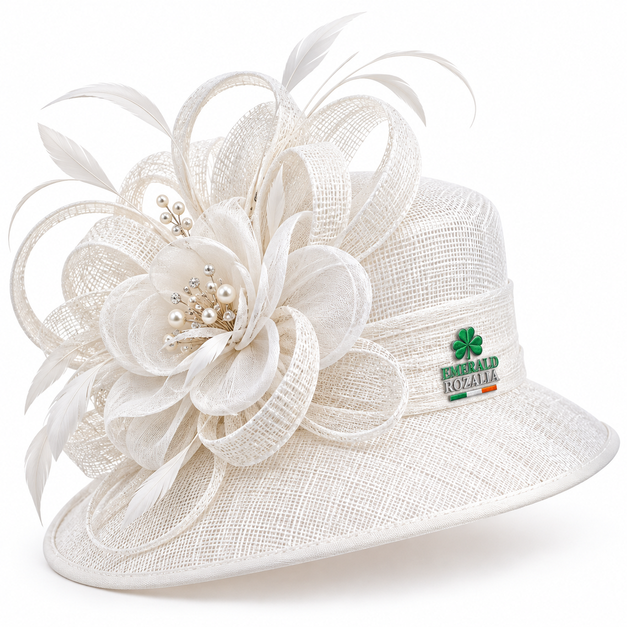 White Floral Occasion Hat view 1