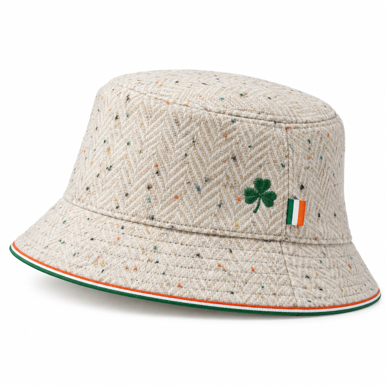Cream Herringbone Heritage Bucket Hat view 1