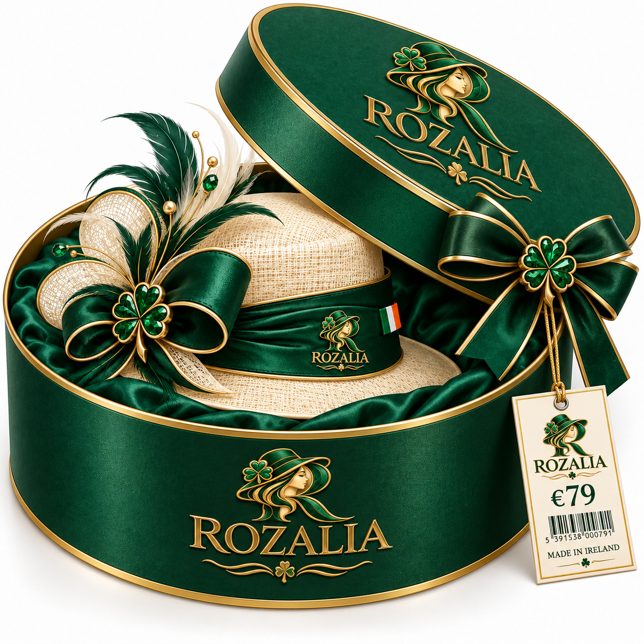 Ivory Emerald Feather Occasion Hat — Colour image 6