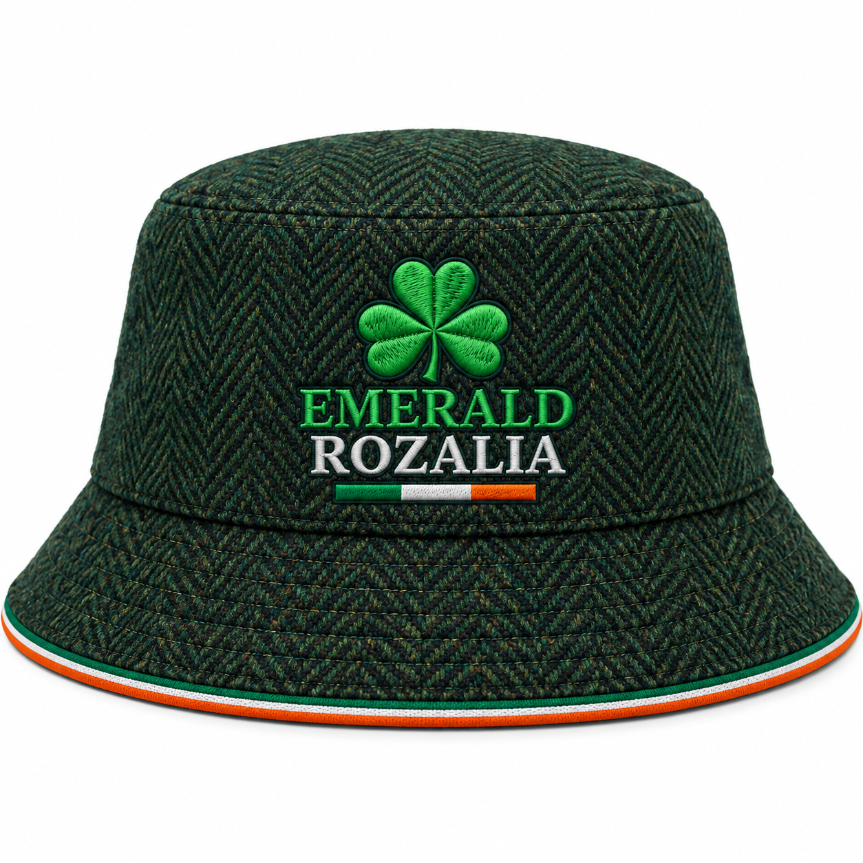Emerald Herringbone Bucket Hat view 1