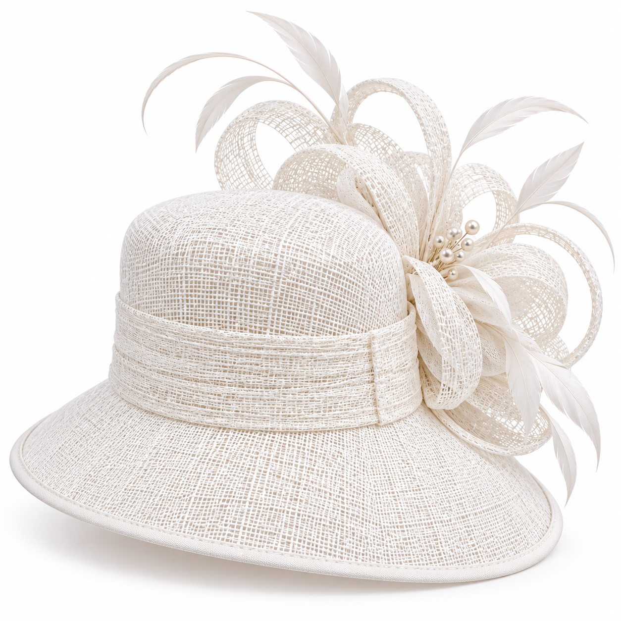 White Floral Occasion Hat — Colour image 2