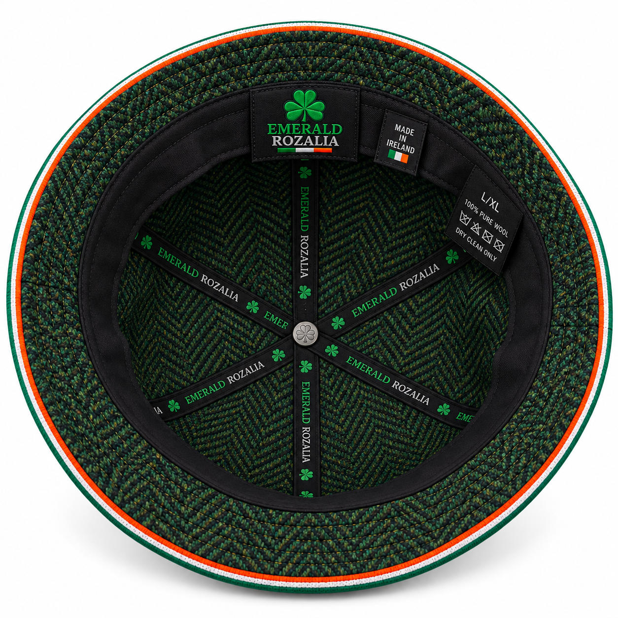 Emerald Herringbone Bucket Hat — Colour image 5