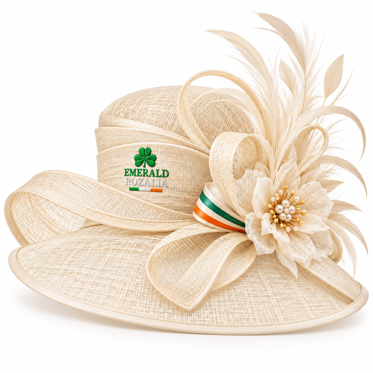 Ivory Tricolour Floral Occasion Hat — Colour image 6