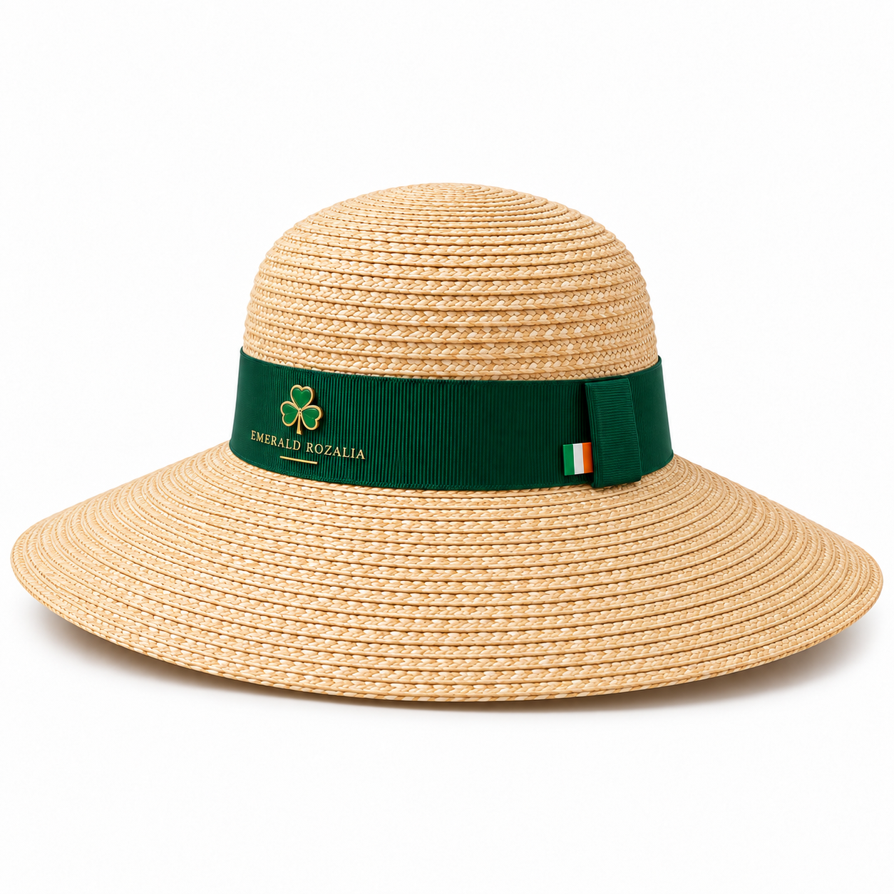 Natural Straw Emerald Ribbon Sun Hat — Colour image 5