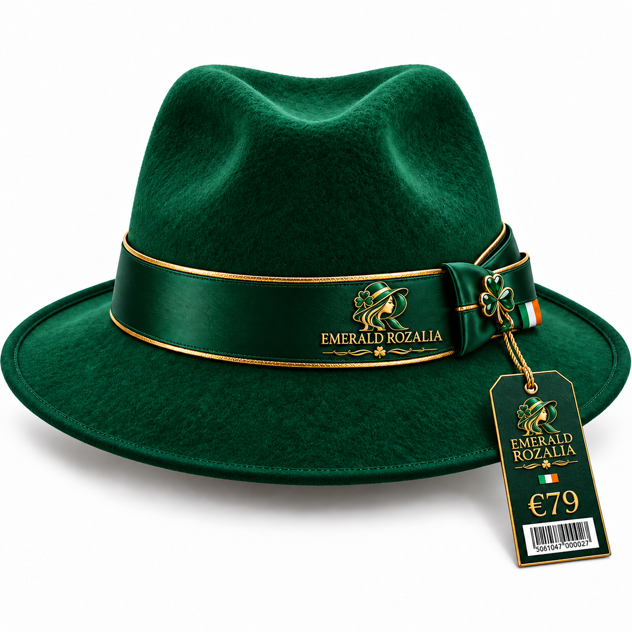 Emerald Velvet Fedora Hat view 1