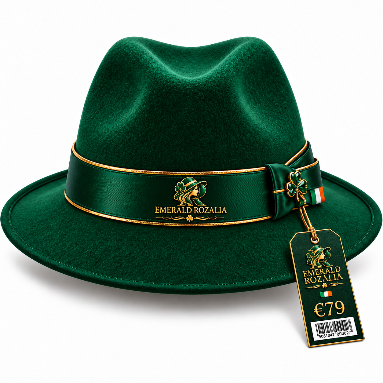 Emerald Velvet Fedora Hat — Colour image 2