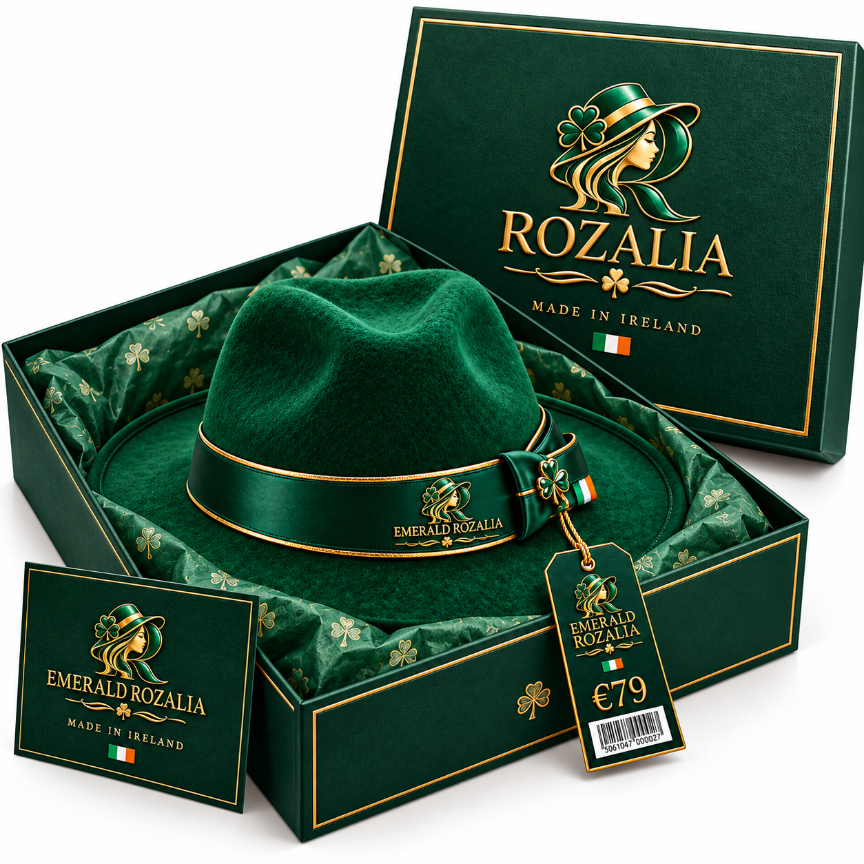 Emerald Velvet Fedora Hat — Colour image 6