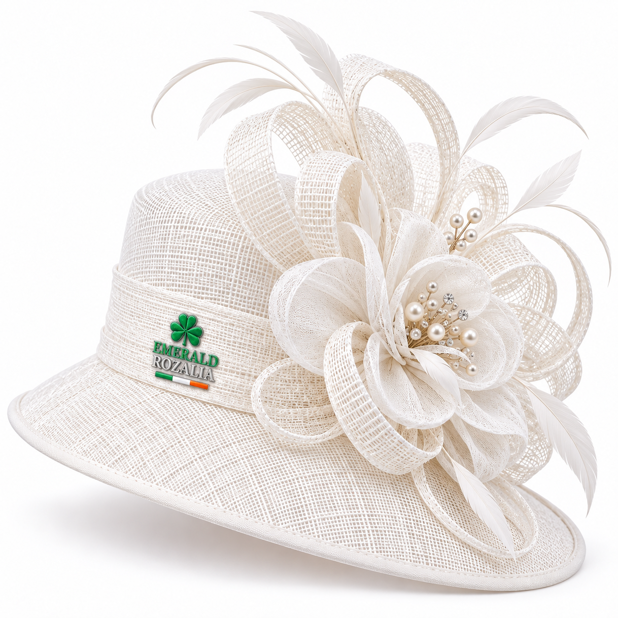 White Floral Occasion Hat — Colour image 4
