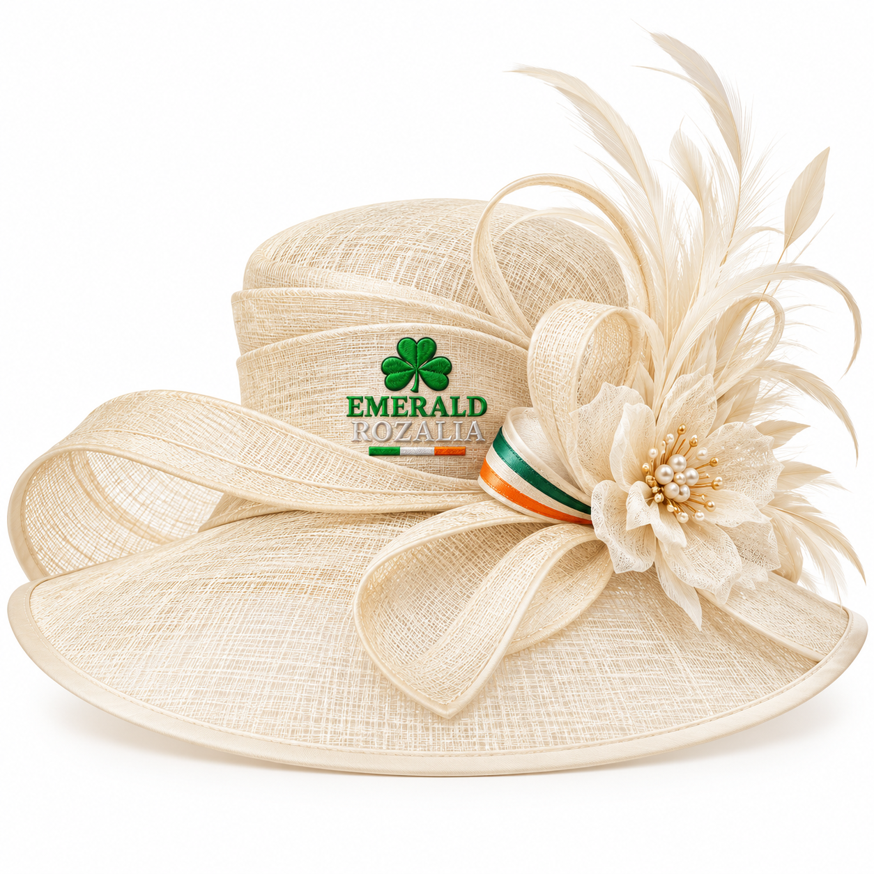 Ivory Tricolour Floral Occasion Hat view 1