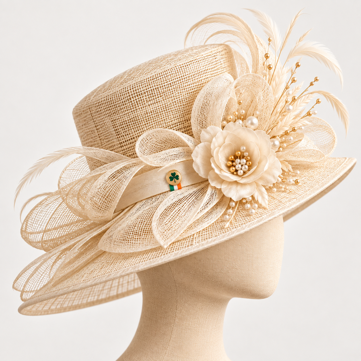 Ivory Feather Occasion Hat — Colour image 4