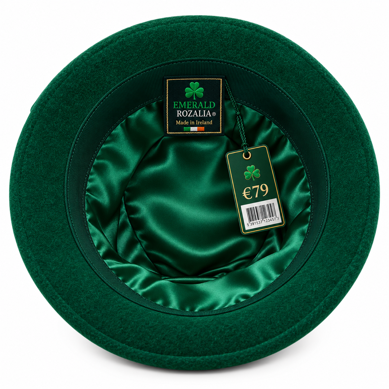 Emerald Braided Bow Cloche Hat — Colour image 2