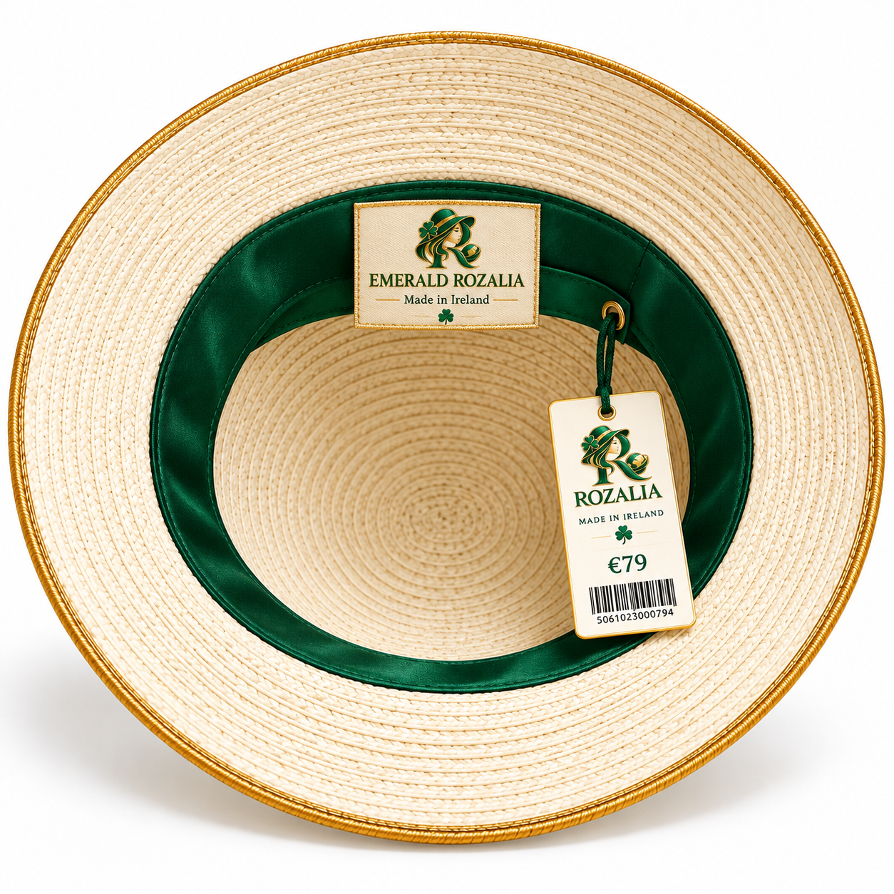 Ivory Emerald Statement Bow Sun Hat — Colour image 5