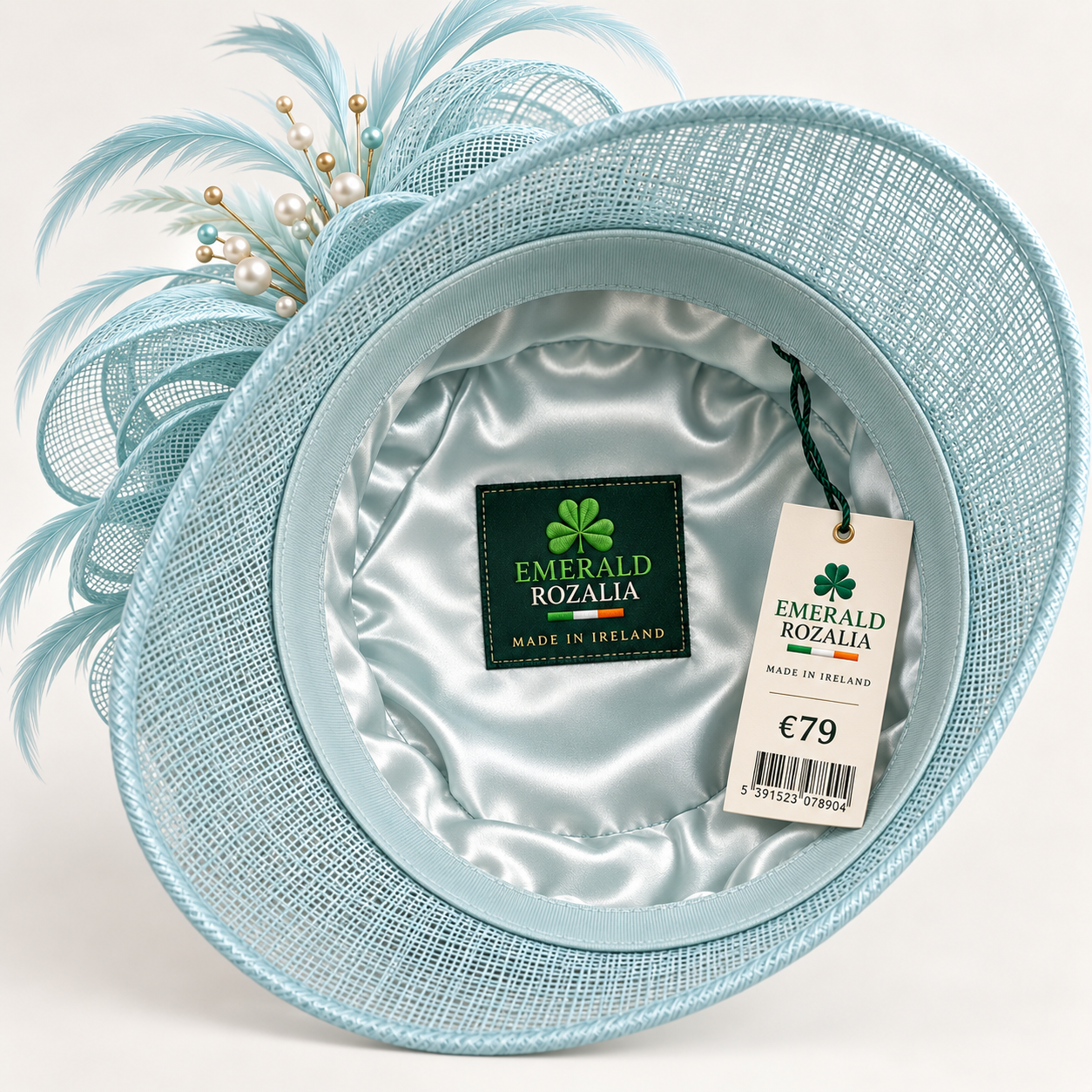 Powder Blue Floral Occasion Hat — Colour image 5