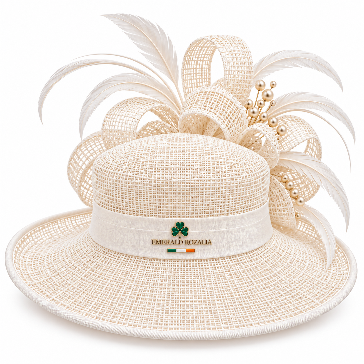 Ivory Sinamay Shamrock Occasion Hat — Colour image 2